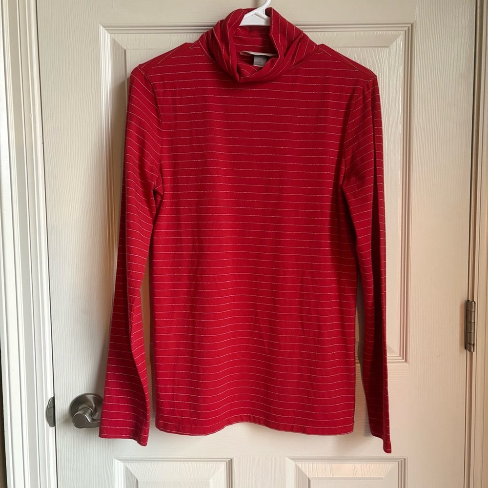 Christopher & Banks Red Shimmer Turtleneck